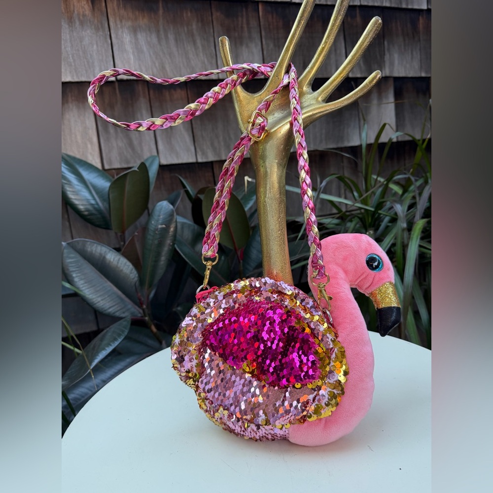 Kitsch petite shoulder bag sequins pink flamingo bird by Ty Inc. 2018.